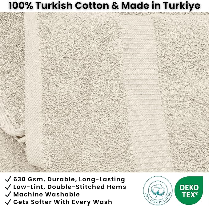 SALBAKOS 2-Piece 100% Turkish Cotton Extra Large Bath Towel 35x70 inch | Premium Hotel Quality Bath Sheet Towels | Thick, Soft, Absorbent, Oversized Bath & Beach Towels (Ivory, 2 Bath Sheets)