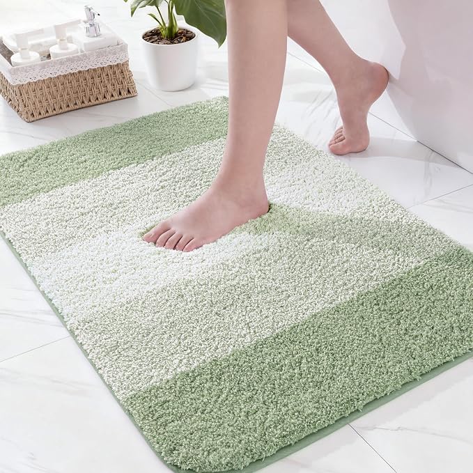 Exclusivo Mezcla Bathroom Rugs Mat 20x30, Extra Soft Non Slip Absorbent Microfiber Bath Rugs, Machine Washable Quick Dry Bath Mats for Bathroom Floor, Shower, Home Decor, Gradient Green