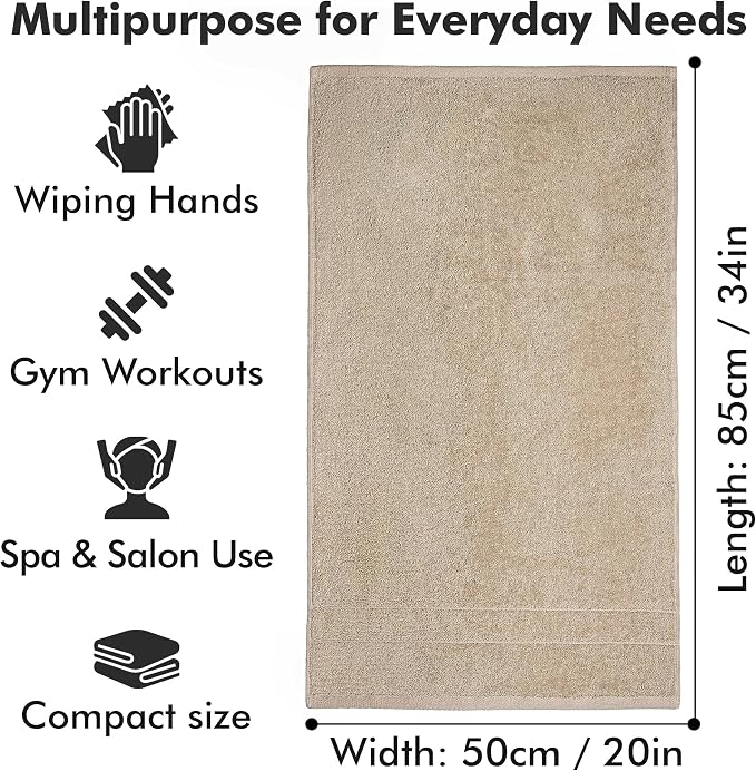 100% Ring Spun Cotton Hand Towels for Bathroom – 550 GSM Soft & Absorbent Towel Set– Pack of 6 Small Towel (34x20in) – Quick Dry Luxury Cotton Hand Towels – Beige
