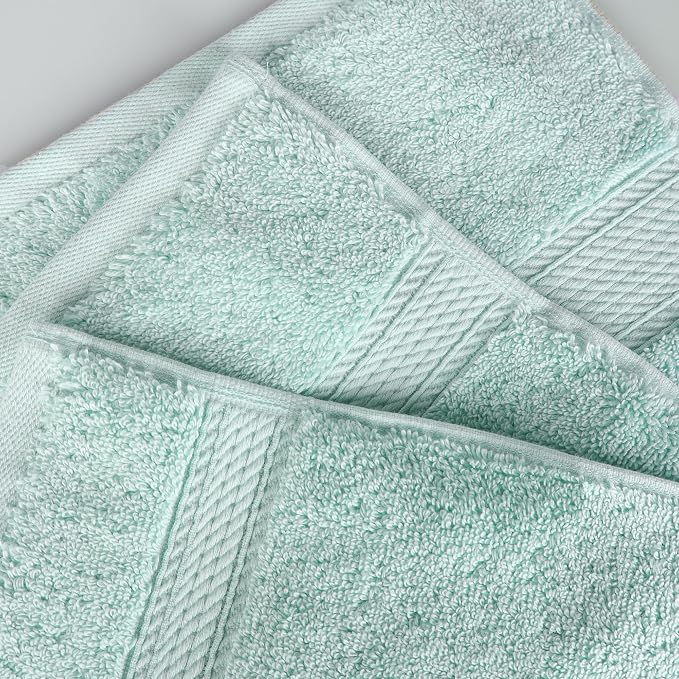 SUPERIOR Egyptian Cotton Ultra Plush & Absorbent, 8 Piece Set, Sea Foam | Quick Dry, Soft Luxury Towel Set, Bath Essentials, Guest Bath, Spa, 2 Bath, 2 Hand, 4 Face Towels, Madeline Towels