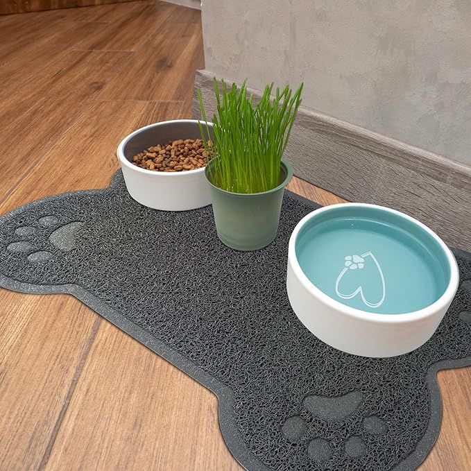 Eurow PVC Cat and Dog Catcher Mat for Litter Boxes & Feeding Areas, Non-Slip, Leakproof, Soft Mesh Paw Cleaner for Sensitive Feet, Traps Dirt, Debris, & Spills, Easy to Clean, 23"x16", Gray