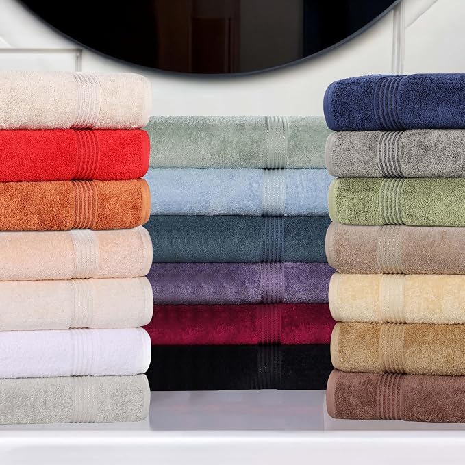 Superior Egyptian Cotton 9-Piece Towel Set, Assorted Towels for Home Bathroom, Guest Bath Decor Essentials, Includes 3 Bath, 3 Hand, 3 Face Towels/Washcloths, Quick Dry, Absorbent - Canary
