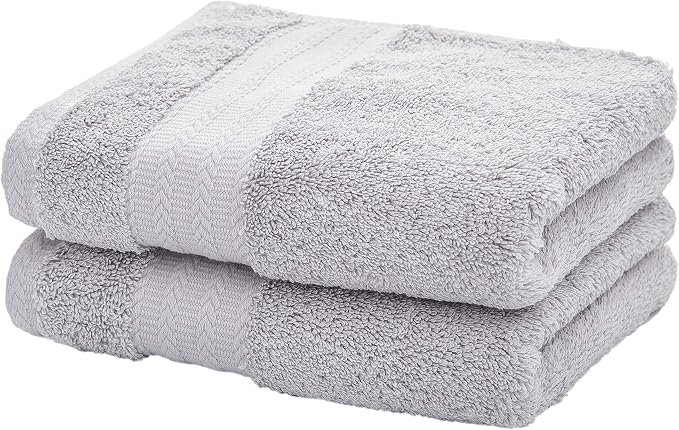 Soft & Absorbent Cotton Hand Towels for Bathroom(Grey, 2-Pack, 14" x 29") - Multipurpose Towels for Bath, Gym and Spa with Hanging Loop