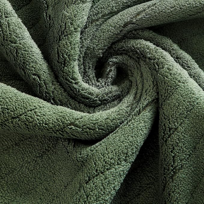 YTYC 39x78 Bath Sheet Extra Large Bath Towel for Adults Super Soft Absorbent Striped Microfiber Oversized Bathroom Towel - Olive Green,1 PCS