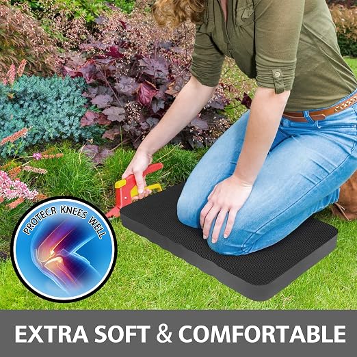 HOOPLE Extra Thick Kneeling Pad, Soft Foam Kneeling Cushion, Waterproof Gardening Knee Pads, Lightweight Knee Mat for Bathing, Workout Supplies, Exercise Yoga, Garden Work Gifts (Black 17.5 x 11 x 1.5 in)