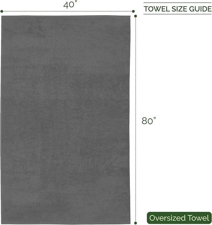 Elegant Comfort Three Line Popcorn Extra Large Luxury Bath Towel - 40" x 80" inch, Premium Hotel Spa Quality 1 Piece Oversized Bath Sheet 100% Turkish Cotton Super Soft Highly Absorbent, Charcoal Gray