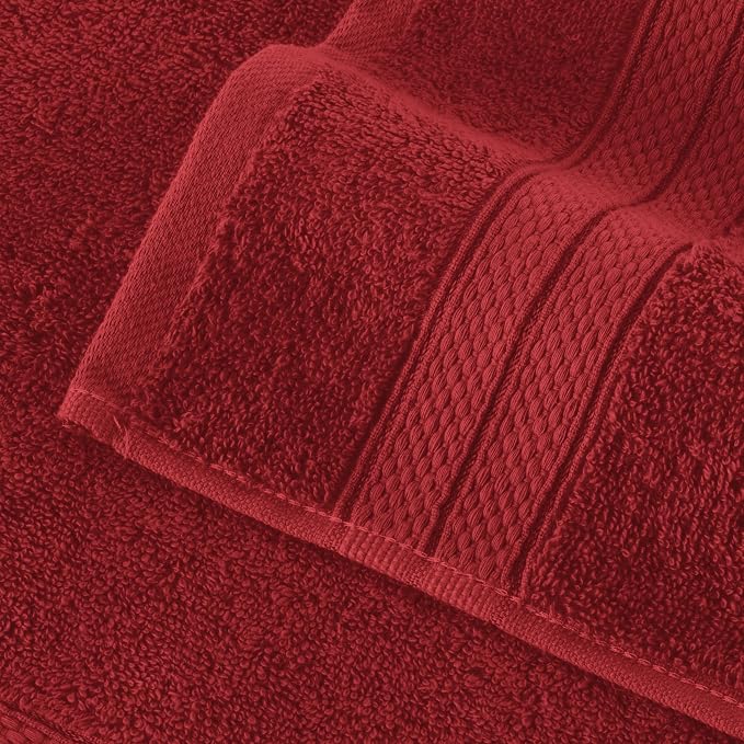 Elegant Comfort Three Line Popcorn Towel Set for Bathroom 16 x 28 inches, Premium Hotel Quality 4-Pack Hand Towels, 100% Turkish Cotton, Soft and Durable, Quick Dry and Highly Absorbent, Burgundy