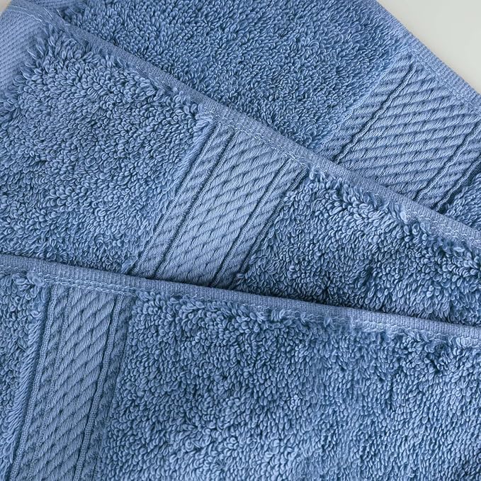 Superior Egyptian Cotton 800 GSM Plush & Absorbent, 9 Piece Set, Denim Blue | Quick Dry, Soft Luxury Towel Set, Bath Essentials, Guest Bath, Spa, 3 Bath, 3 Hand, 3 Face Towel, Madeline Towels