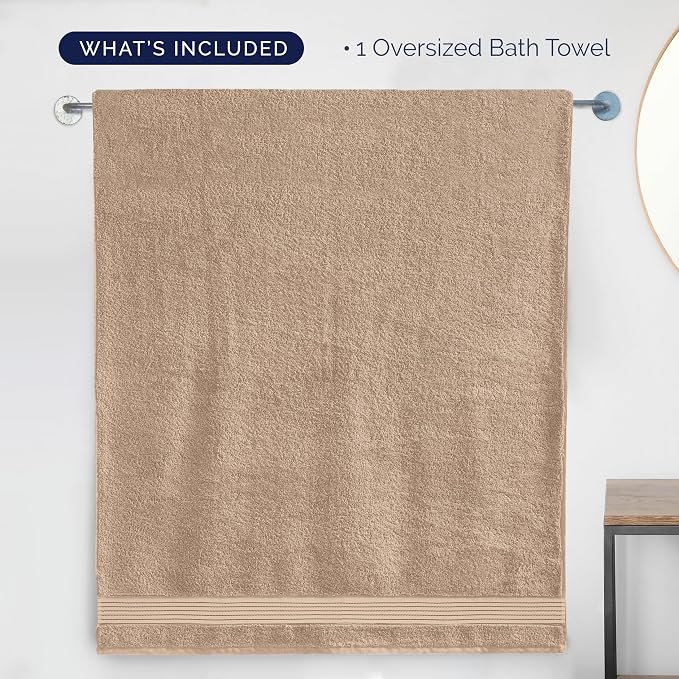Elegant Comfort Premium Super Soft Highly Absorbent 1 Piece Oversized Bath Sheets - 40" x 80" inch, Luxurious Hotel Spa Quality 100% Turkish Cotton Extra Large Bath Towels for Adults, Taupe