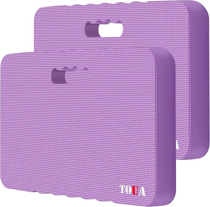 TOUA Kneeling Pad Thick Extra Large High Density Foam Comfort Kneeling Pad for Work Gardening Yoga Exercise Garden Knee Pad, Purple 2 Pack