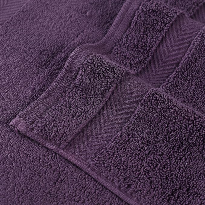 Superior Zero Twist Cotton 12 Piece Assorted Towel Set, Includes 4 Bath, 4 Hand, 4 Washcloth/Face Towels, Quick Dry, Home Essentials, Shower, Spa, Luxury Plush Soft Absorbent Towels, Grape Seed