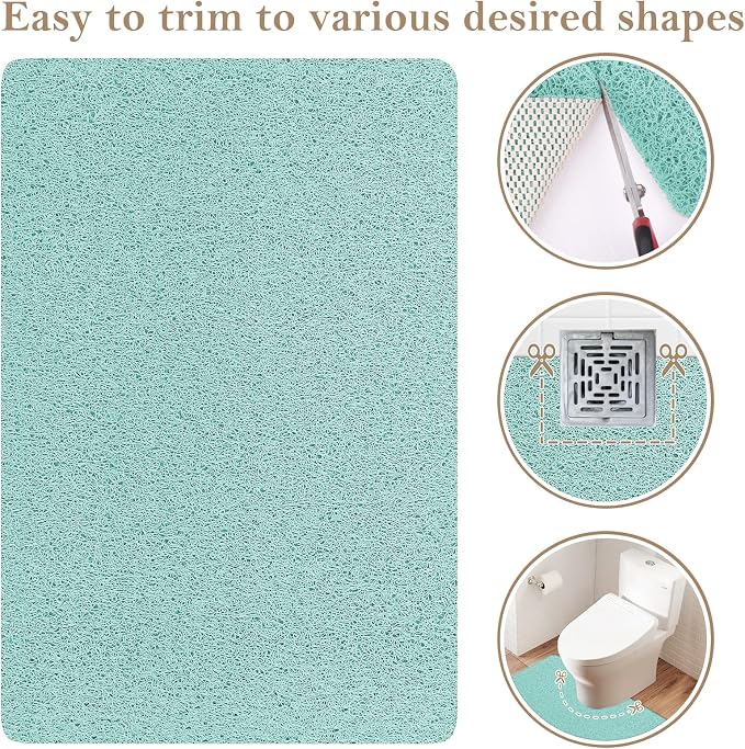 Shower Mat Bathtub Mat Non-Slip,47x16 inch, Soft Tub Mat with Drain,PVC Loofah Bath Mat (Phthalate Free) for Tub and Bathroom,Quick Drying,Green