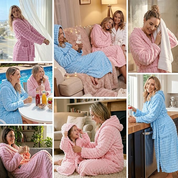 V.&GRIN Women Hooded Towel Robe - Super Absorbent Quick-Dry Soft Long Bathrobe for After Shower Spa Size S-3XL