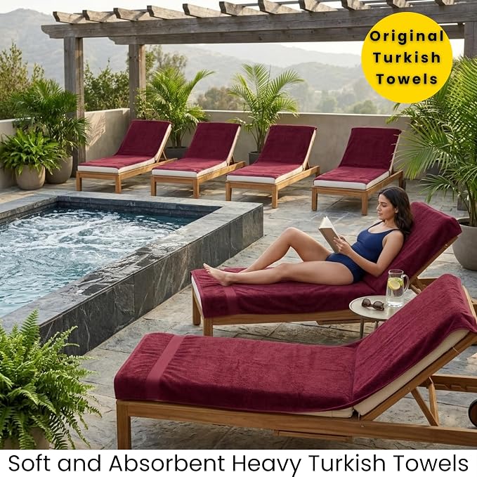 SALBAKOS 2-Piece 100% Turkish Cotton Extra Large Bath Towel 35x70 inch | Premium Hotel Quality Bath Sheet Towels | Thick, Soft, Absorbent, Oversized Bath & Beach Towels (Wine, 2 Bath Sheets)