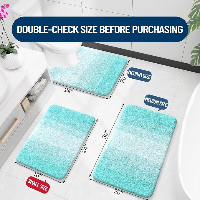 OLANLY Bathroom Runner Rugs Mat 47x17, Extra Soft Absorbent Microfiber Bath Rugs, Rubber Backing, Quick Dry, Washable Long Bath Mats for Bathroom Floor, Tub and Shower, Home Decor Accessories, Teal