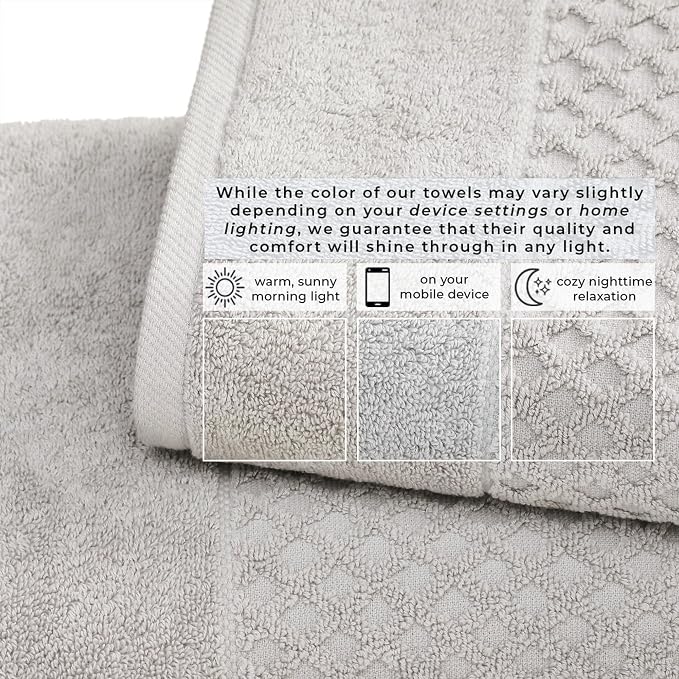 Great Bay Home Oversized Bath Sheets - 100% Cotton 2 Pack 68x35 Extra Large Towel - Absorbent, Durable, Quick-Dry Towels for Bathroom (Light Grey)