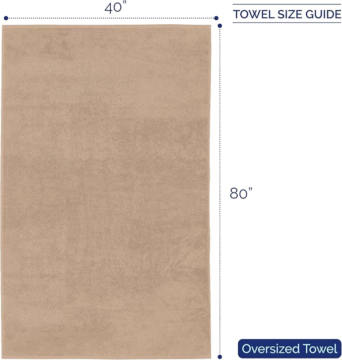 Elegant Comfort Premium Super Soft Highly Absorbent 1 Piece Oversized Bath Sheets - 40" x 80" inch, Luxurious Hotel Spa Quality 100% Turkish Cotton Extra Large Bath Towels for Adults, Taupe