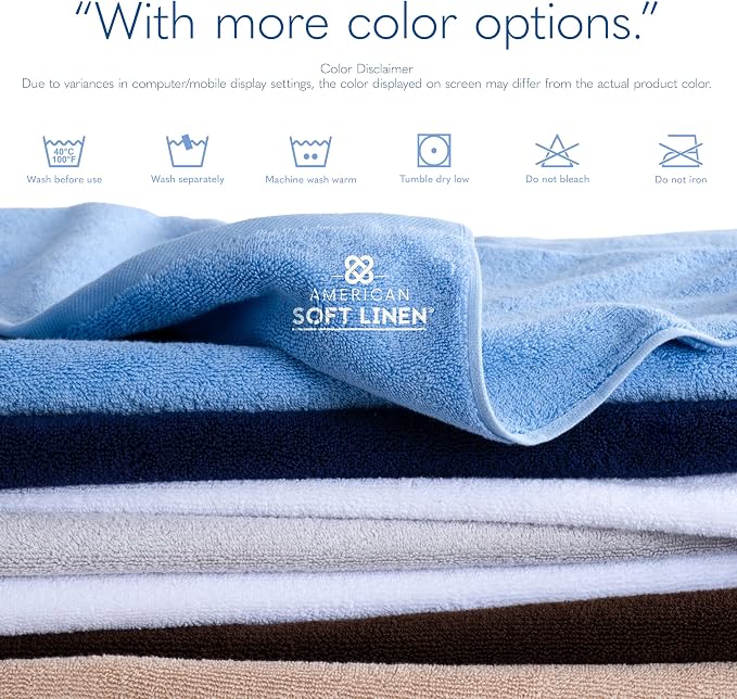 American Soft Linen 100% Cotton Luxury Turkish Towels, 40x80 XL Bath Sheet | Soft Absorbent Quick Dry OEKO Tex Standard 100 Certificated Durable Machine Washable Breathable Premium Hotel Quality