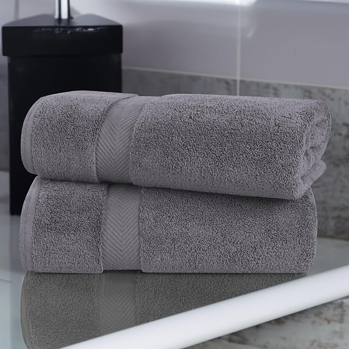 Superior Zero Twist 100% Cotton Bath Sheet Towels, Super Soft, Fluffy and Absorbent, Premium Quality Oversized Bath Sheet Set of 2 - Grey