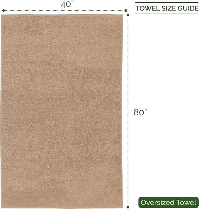 Elegant Comfort Three Line Popcorn Extra Large Luxury Bath Towel - 40" x 80" inch, Premium Hotel Spa Quality 1 Piece Oversized Bath Sheet 100% Turkish Cotton Super Soft Highly Absorbent, Tan