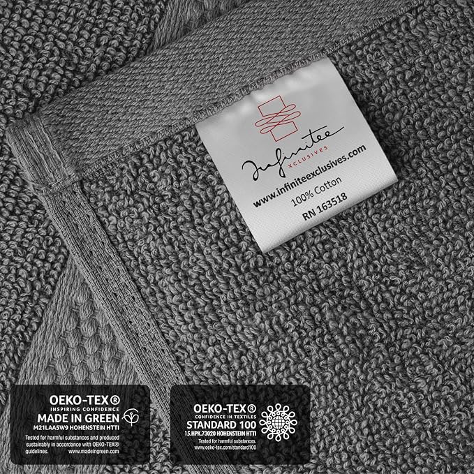 Infinitee Xclusives Dark Grey Hand Towels for Bathroom - Set of 6 (16x28 inches) 600 GSM, 100% Cotton Ultra Soft, Quick Drying, Hotel Quality Hand Towel Set (Shadow Grey)