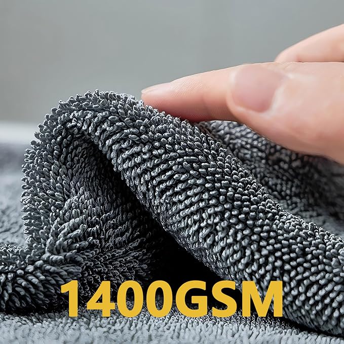 Car Drying Towels Set 10PCS Car Cleaning Kit, 36"x24" Twist Loop Microfiber Towel (Absorbs 1+ Gallon) Car Detailing Kit with Tire Brush Wax Pads Wash Mitt Sponge Interior & Glass Towels for Auto Care