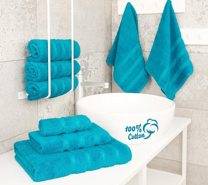 American Soft Linen 100% Cotton Luxury Turkish Towels, 6 Piece Towel Set | Soft Absorbent Quick Dry OEKO Tex Standard 100 Certificated Durable Machine Washable Breathable Premium Hotel Quality