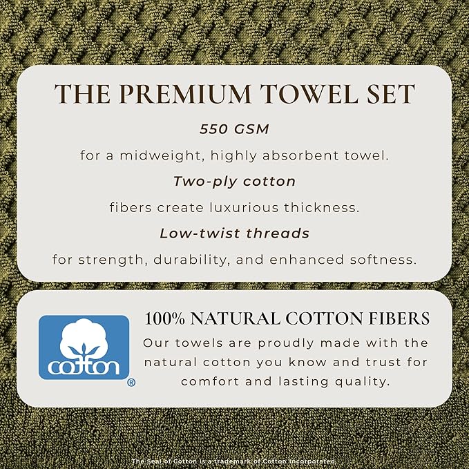 Great Bay Home Oversized Bath Sheets - 100% Cotton 2 Pack 68x35 Extra Large Towel - Absorbent, Durable, Quick-Dry Towels for Bathroom (Olive)