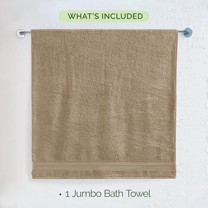 Elegant Comfort Three Line Popcorn Towel Set for Bathroom 35 x 70 inches, Premium Hotel Quality 1-Pack Jumbo Towels, 100% Turkish Cotton, Soft and Durable, Quick Dry and Highly Absorbent, Tan