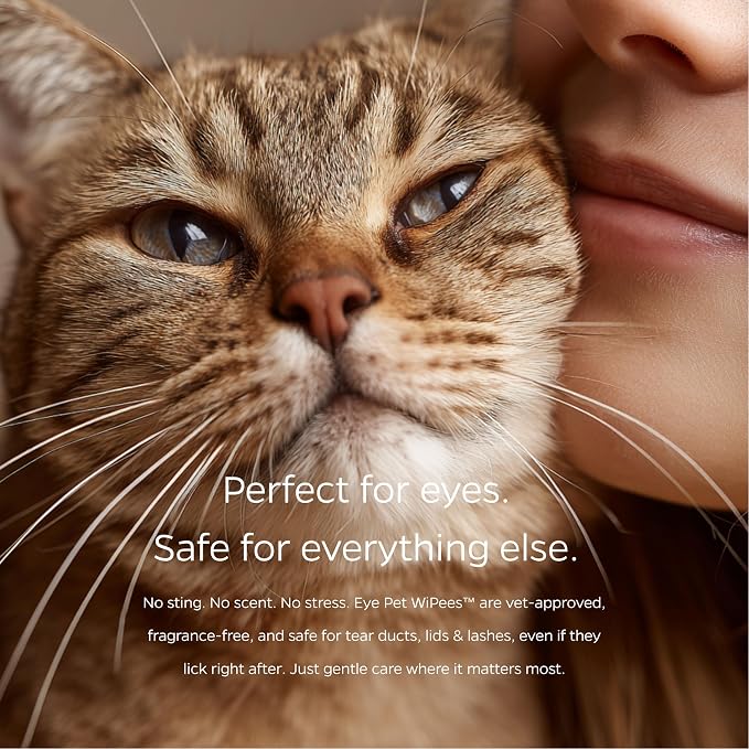 Eye Pet WiPees™ – 100 Gentle, All Natural Lick-Safe Eye Wipes for Dogs & Cats that Help Remove Tear Stains, Crust, Eye Boogers, & Irritants for Clean, Cuddly Comfortable Eyes