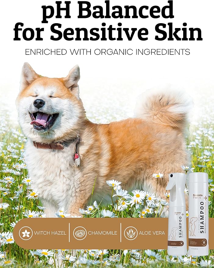 Pets Hypoallergenic Waterless Shampoo | Oat & Aloe Formula for Dogs & Cats w/ Sensitive Skin | Easy Use 4 in 1 No-Rinse Pet Shampoo, Moisturizer, Conditioner, Deodorizer | Rinse Free Dog Bath