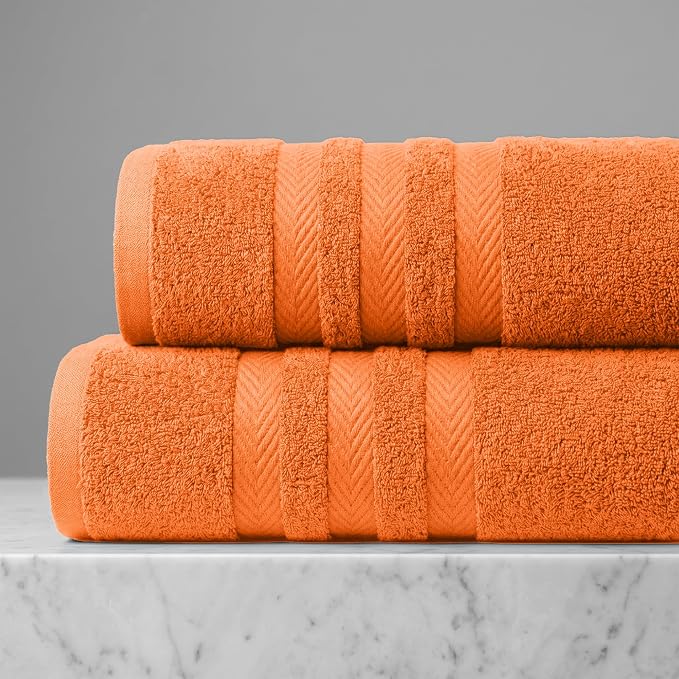 RIVERSIDE Pack of 2 Extra Large Bath Sheets 35 x 70 Inches, 100% Ring Spun Cotton, Hotel Quality, Oversized Bath Towels, Super Soft, Highly Absorbent & Quicker to Dry, Orange