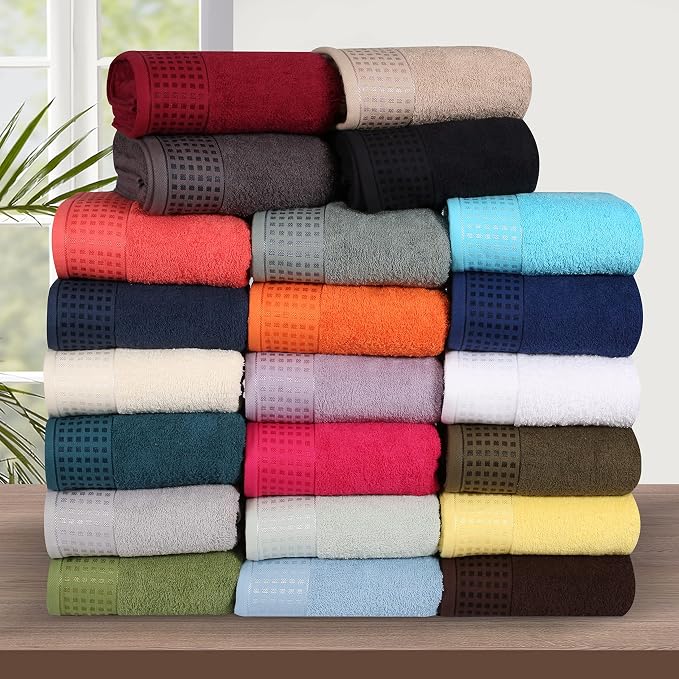 GLAMBURG 100% Cotton Ultra Soft 6 Pack Towel Set, Contains 2 Bath Towels 28x55 Inches, 2 Hand Towels 16x24 Inches & 2 Wash Coths 12x12 Inches, Compact Absorbent Lightweight & Quickdry - Teal