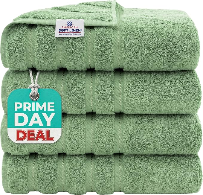 American Soft Linen 100% Cotton Luxury Turkish Towels, 4 PC Bath Towel Set | Soft Absorbent Quick Dry OEKO Tex Standard 100 Certificated Durable Machine Washable Breathable Premium Hotel Quality
