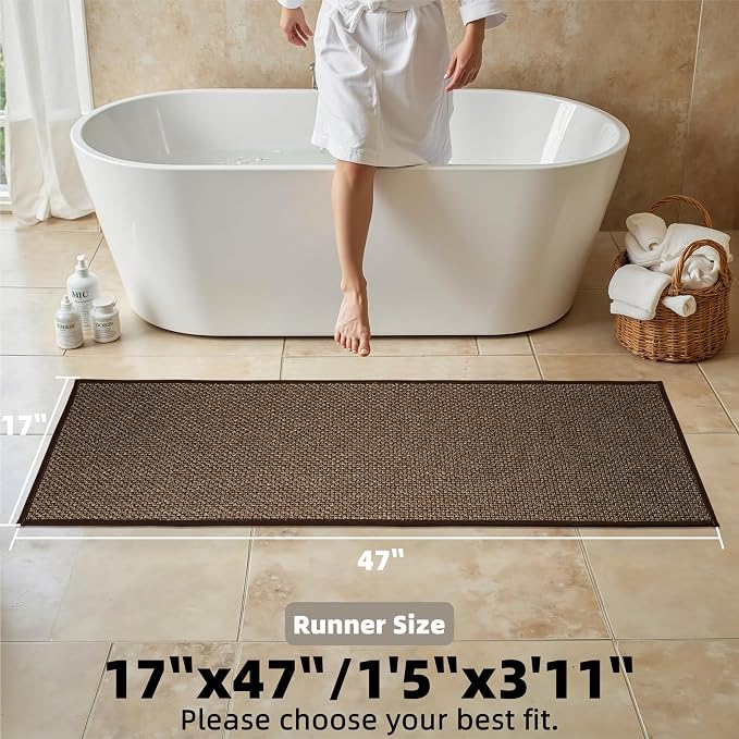 Long Bathroom Rugs Runner Bathroom Mat Quick Dry Machine Washable Bathroom Rugs Ultra Thin Door Mat, 17" x 47"