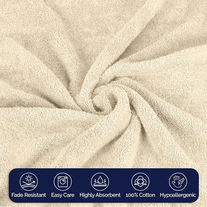 Elegant Comfort Premium Super Soft Highly Absorbent 1 Piece Oversized Bath Sheet - 40" x 80" inch, Luxurious Hotel Spa Quality 100% Turkish Cotton Extra Large Bath Towels for Adults, Ivory