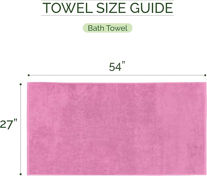 Elegant Comfort Three Line Popcorn Towel Set for Bathroom 27 x 54 inches, Premium Hotel Quality 2-Pack Bath Towels, 100% Turkish Cotton, Soft and Durable, Quick Dry and Highly Absorbent, Light Pink