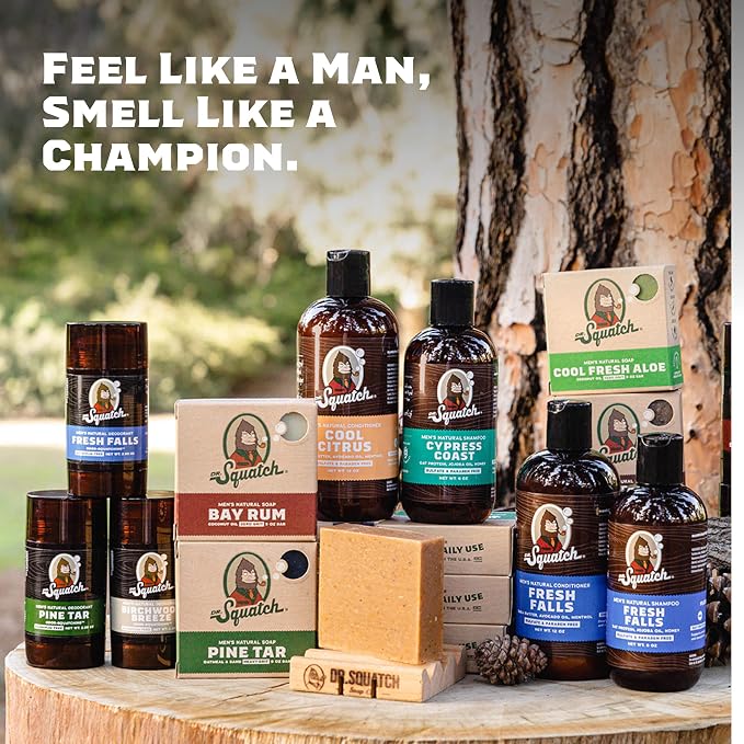 Dr. Squatch Natural Men’s Bar Soap - Cold Process Body Soap Bar with Natural Oils - Gifts for Men - Deep Sea Goat's Milk, Wood Barrel Bourbon, Eucalyptus Greek Yogurt & more (5 oz, 5-Pack)