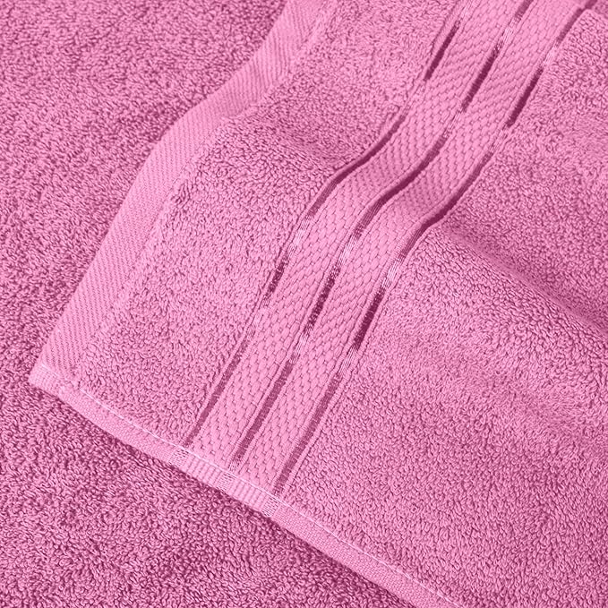 Elegant Comfort Three Line Popcorn Towel Set for Bathroom 27 x 54 inches, Premium Hotel Quality 2-Pack Bath Towels, 100% Turkish Cotton, Soft and Durable, Quick Dry and Highly Absorbent, Light Pink