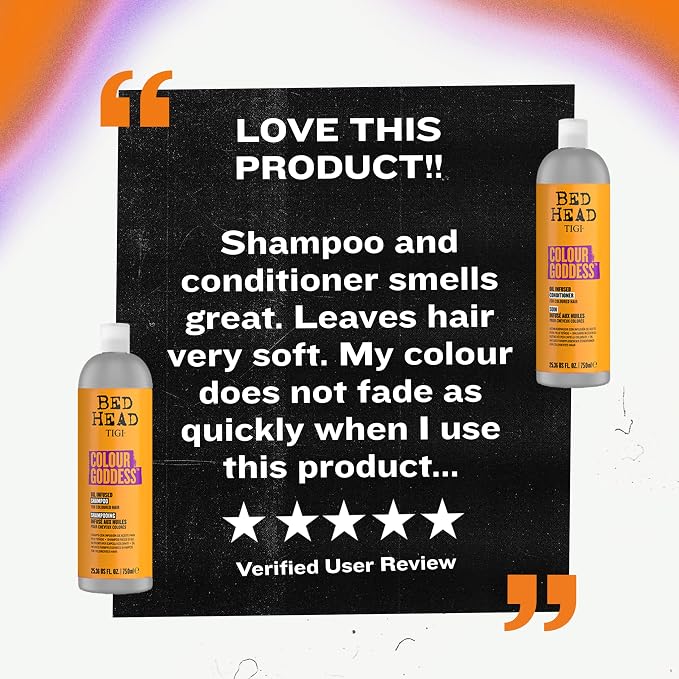 TIGI Bed Head Moisturizing Shampoo and Conditioner Set for dyed hair, Colour Goddess with Sweet Almond & Coconut Oils, 25.36 fl oz, 2 Pack