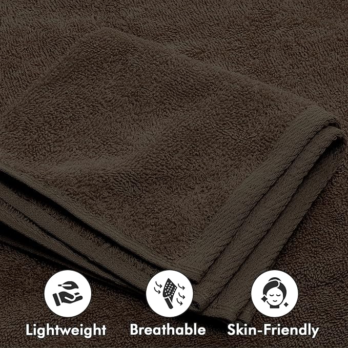 Bath Towels Set of 8 – 100% Cotton (Dark Brown) Bathroom Towel Set Bale Includes 2 Bath, 2 Hand, 4 Face Towels – Soft, Absorbent & Quick Dry Towel for Bathroom, Spa, Kitchen, Hotel Use