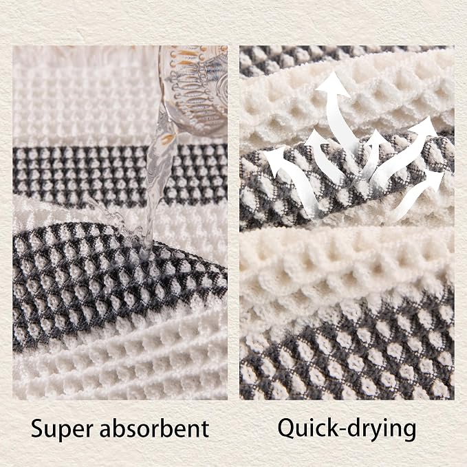 Waffle Bath Mat Non Slip, Boho Bathroom Rug, Super Absorbent Quick Dry Bathroom Mat, Soft Farmhouse Bath Rug with Tassels, Small Washable Shower Mats for Floor 16"x24", White and Black