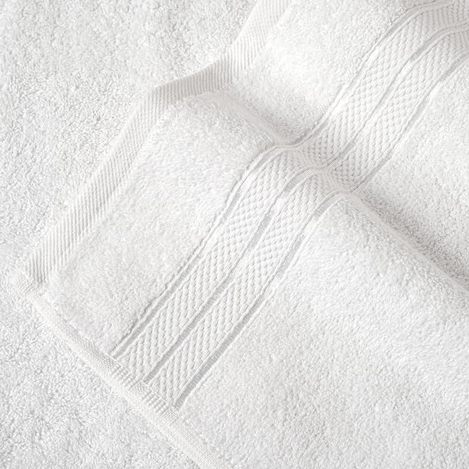 Elegant Comfort Three Line Popcorn Towel Set for Bathroom 35 x 70 inches, Premium Hotel Quality 1-Pack Jumbo Towels, 100% Turkish Cotton, Soft and Durable, Quick Dry and Highly Absorbent, White