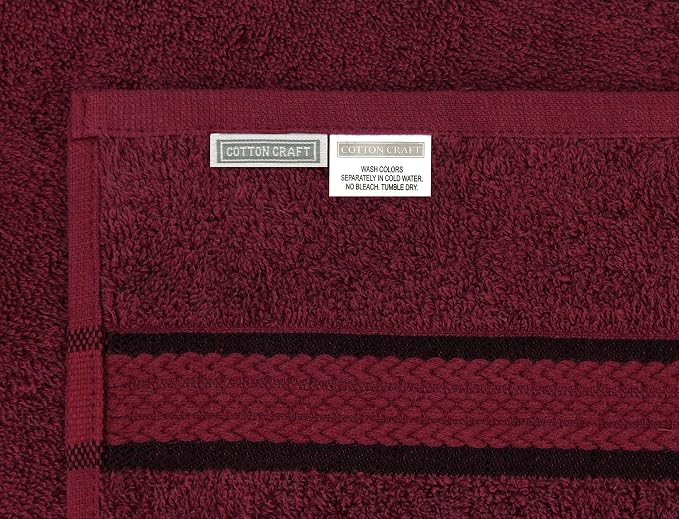 COTTON CRAFT Ultra Soft Bath Sheets - 2 Pack - 35 x 70 - Absorbent Quick Dry Everyday Luxury Hotel Bathroom Spa Gym Shower Beach Pool Travel Dorm -100% Ringspun Cotton - 580 GSM - Easy Care - Burgundy
