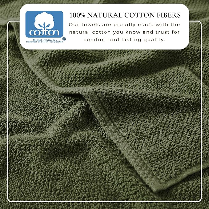 Great Bay Home 100% Cotton Oversized 2 Pack 68x35 Extra Large Towel Set - Absorbent, Quick-Drying, Durable Oversized Bath Sheets for Bathroom Décor (Forest Green)