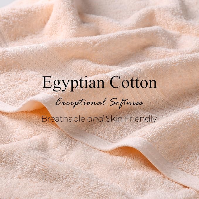 Superior Egyptian Cotton 10-Piece Face Towel Set , Small Towels For Facial, Spa, Quick Dry, Absorbent Towels, Bathroom Accessories, Guest Bath, Home Essentials, Washcloth, Airbnb, Peach