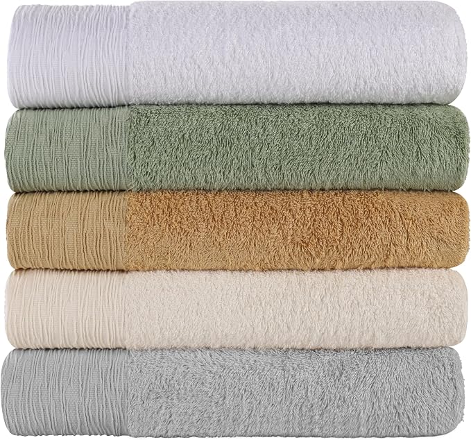 Superior Rayon from Bamboo Blend Bath Towel Set, Large Plush Absorbent Body Towels, Soft Luxury Quick Drying, Shower, Spa, Hotel, Pool, Guest Bathroom, Home Essentials, Set of 3, Ivory