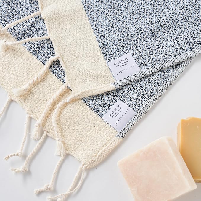 BAY LAUREL Turkish Hand Towel – Pack of 2 | Soft & Absorbent Decorative Towels for Bathroom, Hand, Face, Hair, Gym, Yoga, SPA, Kitchen & Tea | Boho Decor (Mint, Diamond 15x26 Inches (Set of 2)