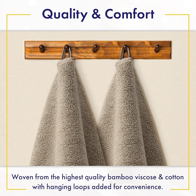 Alusa Home Ultra Soft & Plush Viscose from Bamboo Bath Sheets - 700 GSM Pack of 2 - Extra Large 70x35 in - Super Absorbent & Quick Drying (Taupe)