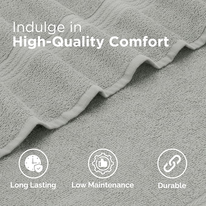 Martex Easy Living Everyday 6-Piece Bathroom Towel Set, Grey | 2 Bath Towels, 2 Hand Towels, 2 Wash Cloths, 100% Cotton, Soft, Quick-Dry